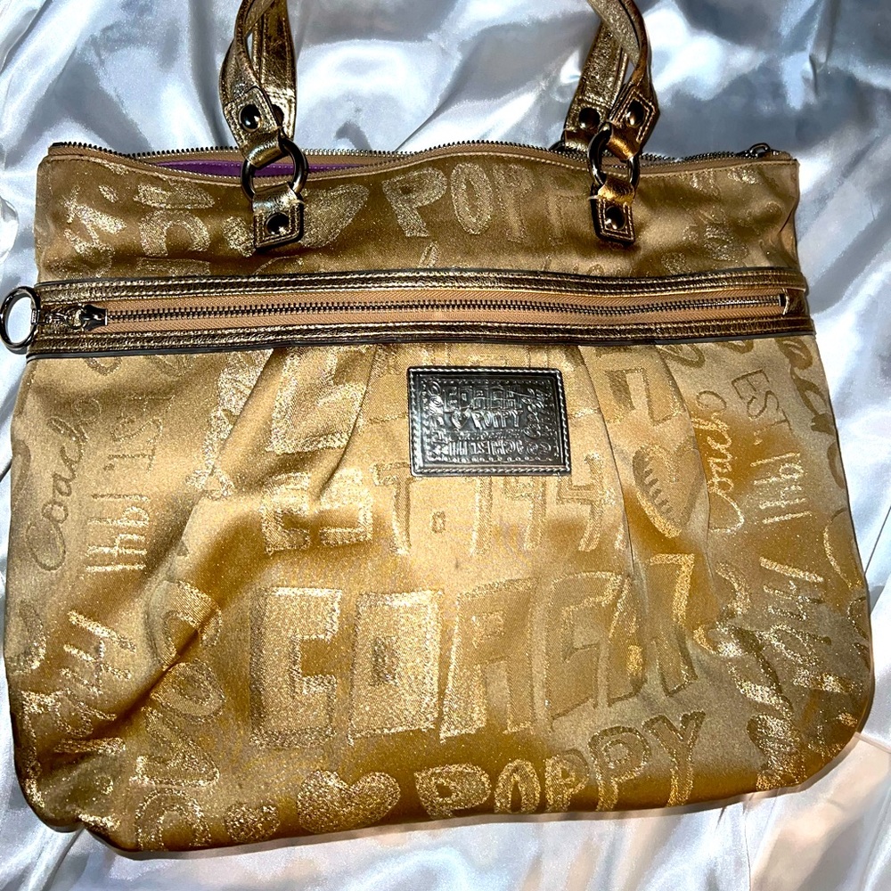 Coach Poppy Collection Gold and Lavender Bag